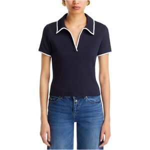Classic Navy Polo Top with Contrast Trim - Women